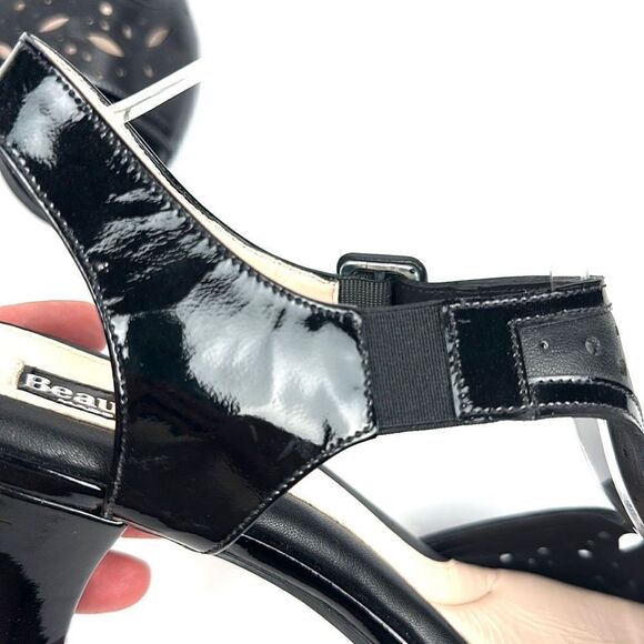 New BeautiFeel Adele Black Leather Patent Leather Heeled Sandal EUR 42 US 11 - Picture 8 of 16